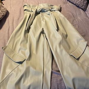 Cargo style faux leather pants